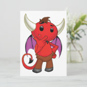 Cartoon Red Devil-uitnodigingen Kaart (Staand voorkant)
