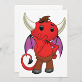 Cartoon Red Devil-uitnodigingen Kaart (Voorkant / Achterkant)
