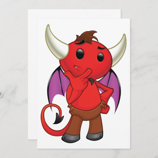 Cartoon Red Devil-uitnodigingen Kaart (Voorkant / Achterkant)