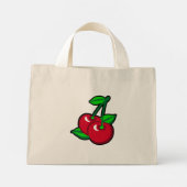 Cartoon Red Green Black Cherries Fruit Art Mini Tote Bag (Achterkant)