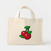 Cartoon Red Green Black Cherries Fruit Art Mini Tote Bag (Voorkant)