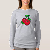 Cartoon Red Green Black Cherries Fruit Vector Art T-shirt (Voorkant)