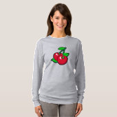 Cartoon Red Green Black Cherries Fruit Vector Art T-shirt (Voorkant volledig)