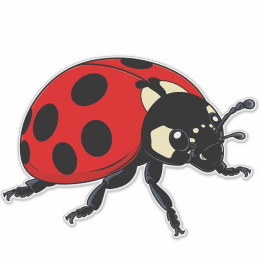 Cartoon Red Ladybug Cute Insect Character Sticker (Voorkant)