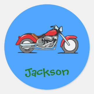 Cartoon Red MotorCycle - MotorBike Ronde Sticker