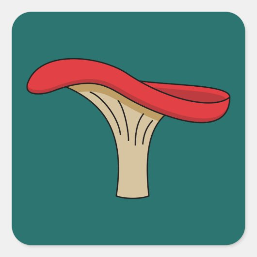 Cartoon Red Mushroom Vierkante Sticker (Voorkant)