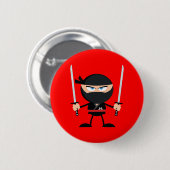 Cartoon red Ninja Warrior met twee Katana Ronde Button 5,7 Cm (Voorkant /achterkant)