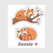 Cartoon Red Panda Slapen en in Tree Sticker (Vel)