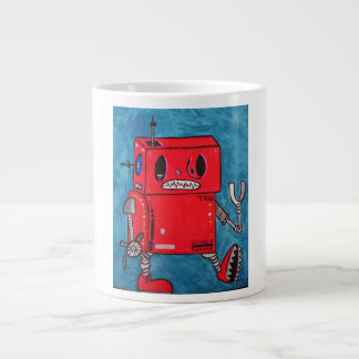Cartoon Red Robot Coffee Mok