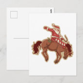 Cartoon red santa claus ryding op paard briefkaart (Voorkant / Achterkant)