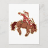 Cartoon red santa claus ryding op paard briefkaart (Voorkant)