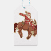 Cartoon red santa claus ryding op paard cadeaulabel (Achterkant)