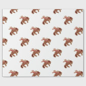 Cartoon red santa claus ryding op paard cadeaupapier (Vlak)