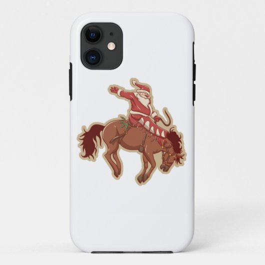 Cartoon red santa claus ryding op paard Case-Mate iPhone case (Achterkant)