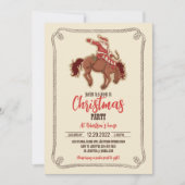 Cartoon red santa claus ryding op paard kaart (Voorkant)