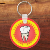 Cartoon Red White geëxtraheerd Molar Starburst Sleutelhanger (Voorkant)
