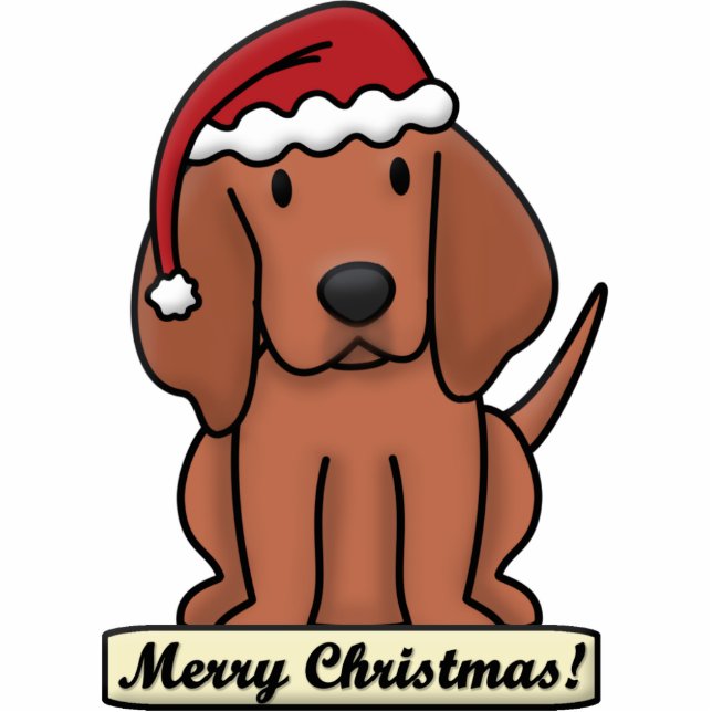 Cartoon Redbone Coonhound kerstversiering Fotobeeldje Ornament (Voorkant)