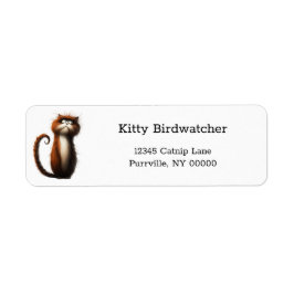 Cartoon Reddish Brown Cat Funny Retouradres Etiket
