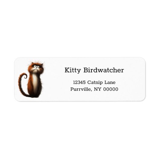 Cartoon Reddish Brown Cat Funny Retouradres Etiket (Voorkant)