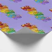 Cartoon regenboogkleurige draken cadeaupapier (Hoek)
