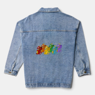 Cartoon regenboogkleurige draken denim jacket