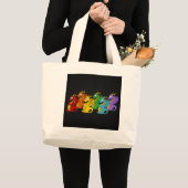 Cartoon regenboogkleurige draken grote tote bag (Voorkant (product))