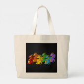 Cartoon regenboogkleurige draken grote tote bag (Achterkant)