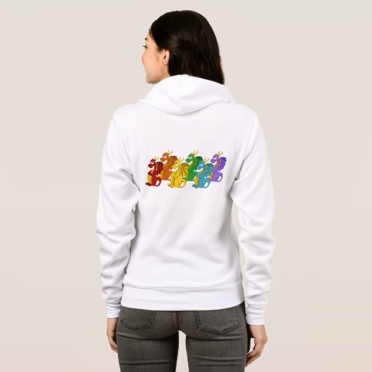 Cartoon regenboogkleurige draken hoodie (Achterkant volledig)
