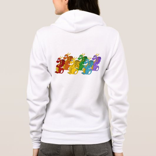Cartoon regenboogkleurige draken hoodie (Achterkant)