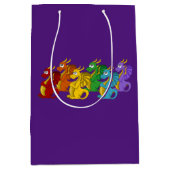 Cartoon regenboogkleurige draken medium cadeauzakje (Voorkant)