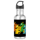 Cartoon regenboogkleurige draken waterfles  (Voorkant)