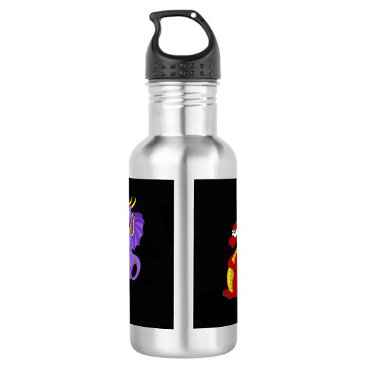 Cartoon regenboogkleurige draken waterfles  (Achterkant)