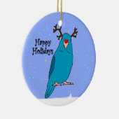 Cartoon Reindeer Blue Parrotlet Ornament (Rechts)