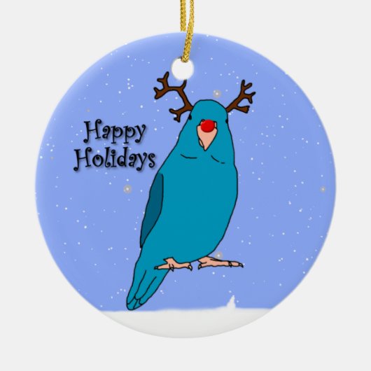Cartoon Reindeer Blue Parrotlet Ornament (Voorkant)