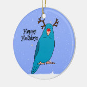 Cartoon Reindeer Blue Parrotlet Ornament (Links)