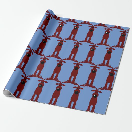 Cartoon Reindeer Cadeaupapier (Uitgerold)