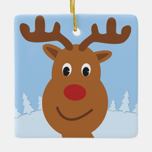 Cartoon Reindeer Keramisch Ornament (Voorkant)