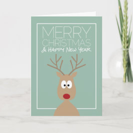 Cartoon Reindeer met prettige kerstgroet Feestdagen Kaart