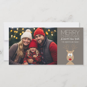 Cartoon Reindeer met vrolijk kerstfeest en foto's Feestdagenkaart