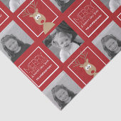 Cartoon Reindeer met vrolijk kerstfeest en foto's Tissuepapier (Detail)