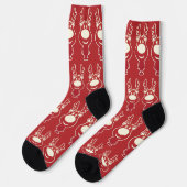 Cartoon Reindeer Red Pattern Sokken (Links)