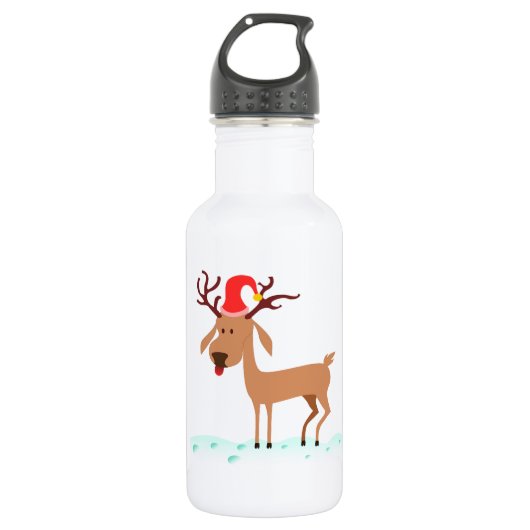 Cartoon Reindeer Waterfles (Voorkant)