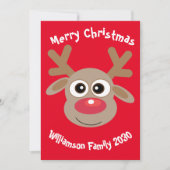 Cartoon Reindekerst Feestdagenkaart (Voorkant)