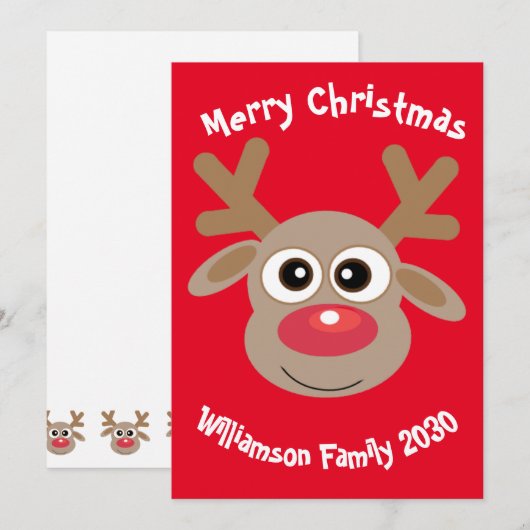 Cartoon Reindekerst Feestdagenkaart (Voorkant / Achterkant)