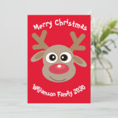 Cartoon Reindekerst Feestdagenkaart (Staand voorkant)