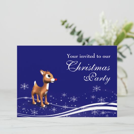 Cartoon Reindekerst Kaart (Staand voorkant)