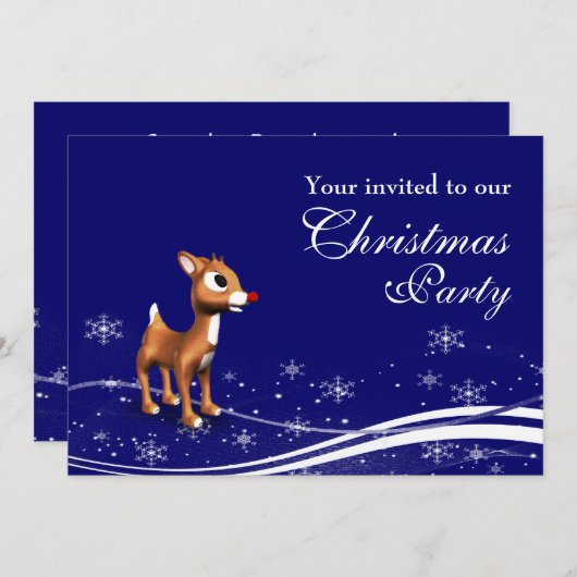 Cartoon Reindekerst Kaart (Voorkant / Achterkant)