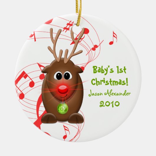 Cartoon rendier baby's eerste kerst Ornament (Voorkant)