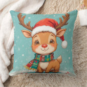Cartoon rendier met kerstmuts kussen (Deken)