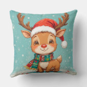 Cartoon rendier met kerstmuts kussen (Achterkant)